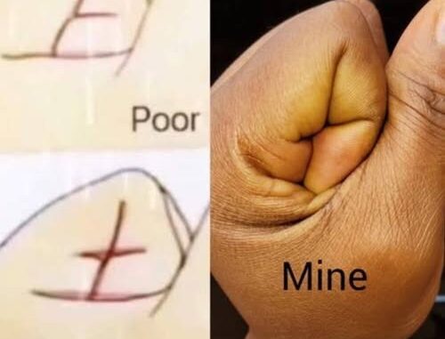 The secret of our hand to show rich or poor
